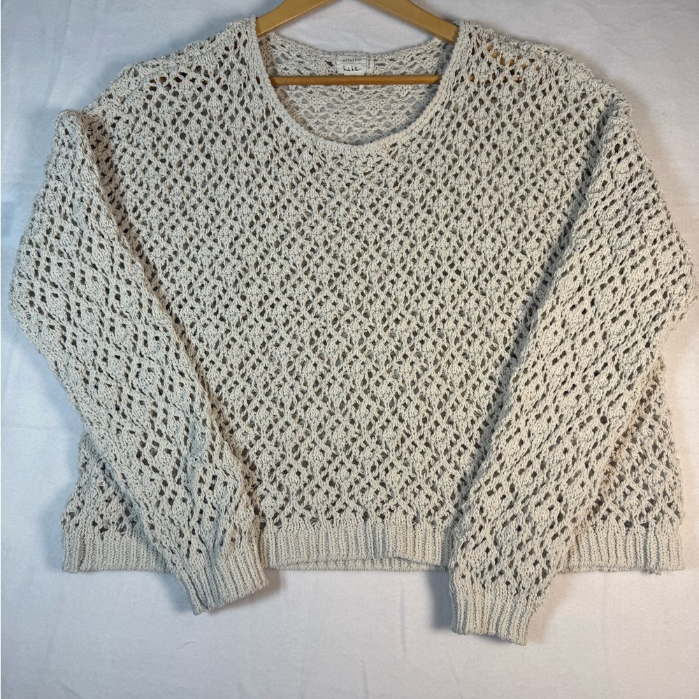 Artelier Nicole Miller Cream Pullover Loose Knit Sweater Size XL